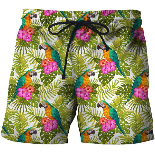 Catalina Macaw Parrot and Flower Shirt-Apparel-Phaethon-SHORTS-S-Vibe Cosy™