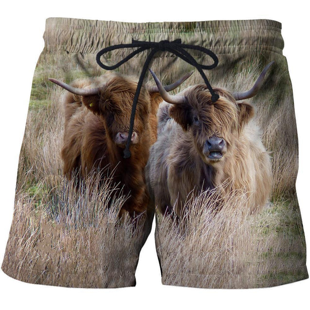 3D All Over Printed Highland Cattle Beautiful Shirts And Shorts-Apparel-Phaethon-SHORTS-S-Vibe Cosy™