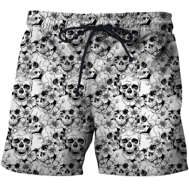 3D All Over Print Skullcap And Sakura Shirts-Apparel-Phaethon-SHORTS-S-Vibe Cosy™