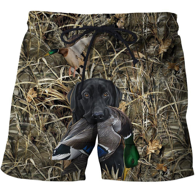 3D All Over Printed Black Dog hunting Duck Hoodie-Apparel-HP Arts-Shorts-S-Vibe Cosy™