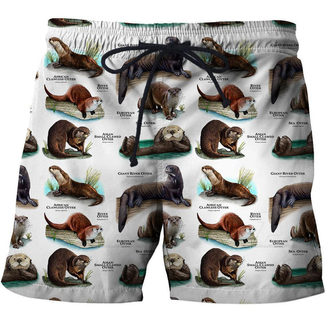 3D All Over Printed Otters Of The World Shirts and Shorts-Apparel-HP Arts-SHORTS-S-Vibe Cosy™