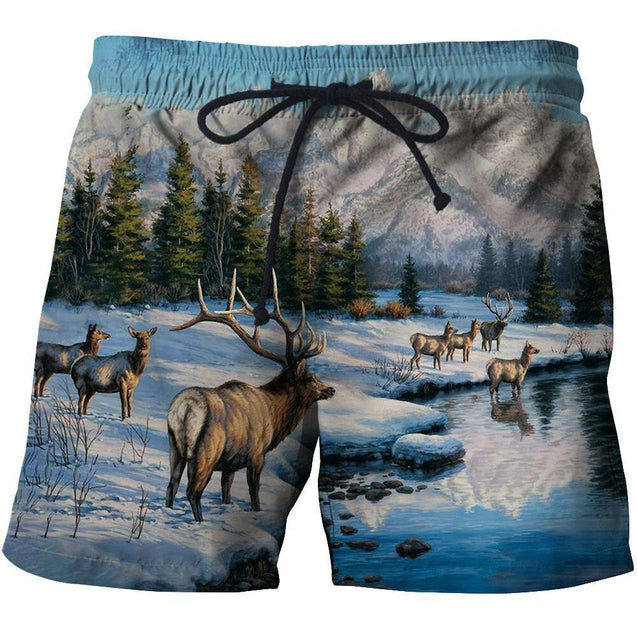 3D Printed Deer Art Clothes-Apparel-HP Arts-SHORTS-S-Vibe Cosy™