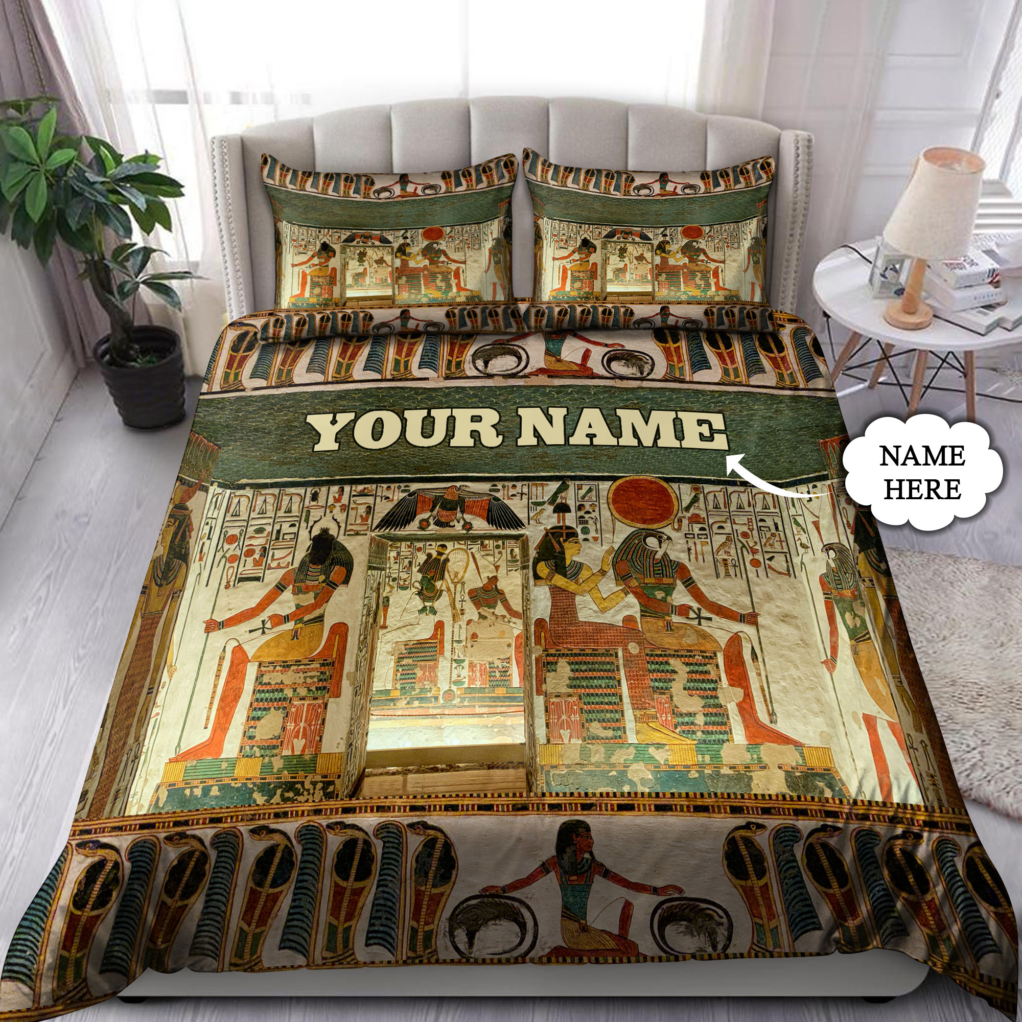 Custom name Tomb of nefertari Ancient Egypt 3D Design print Bedding Set