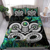 New Zealand Aotearoa Maori Tiki Silver Fern Paua Shell Bedding Set ML