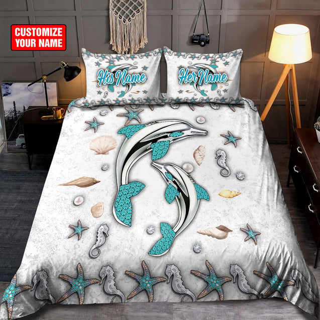 Customize Name Couple Dolphin Bedding Set DD05062101