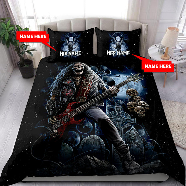 Customize Name Rocker Skull Bedding Set TNA08062104