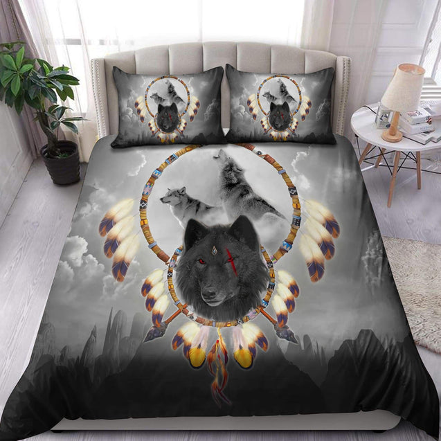 Native American Wolf 3D All Over Printed Bedding Set