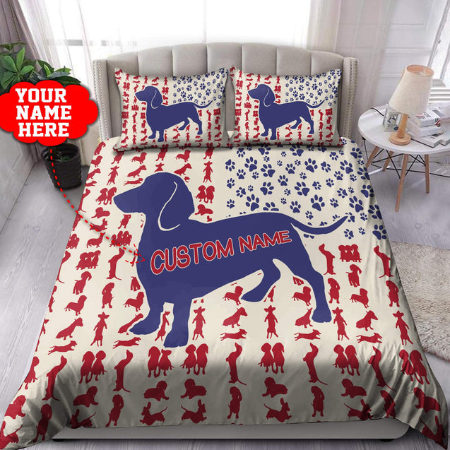 Customzie Name Dachshund And Love Bedding Set HHT17042103