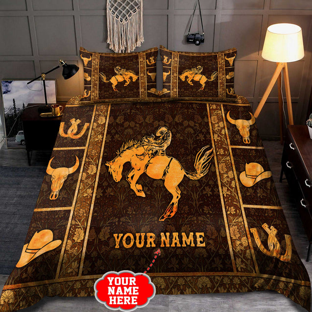 Personalized Name Rodeo Bedding Set Bucking Horse Ver 2