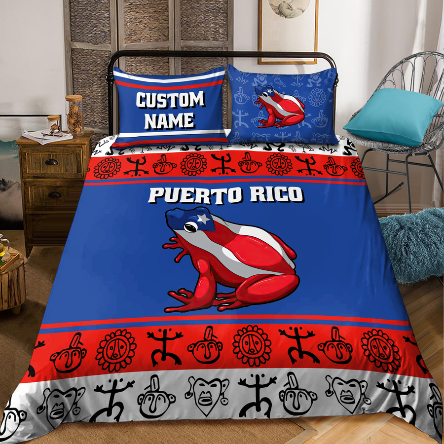 Customize Name Coqui Loving Puerto Rico Bedding Set