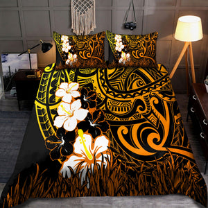 Amazing Polynesian Hibiscus And Tattoo Hawaii Style Bedding Set ML