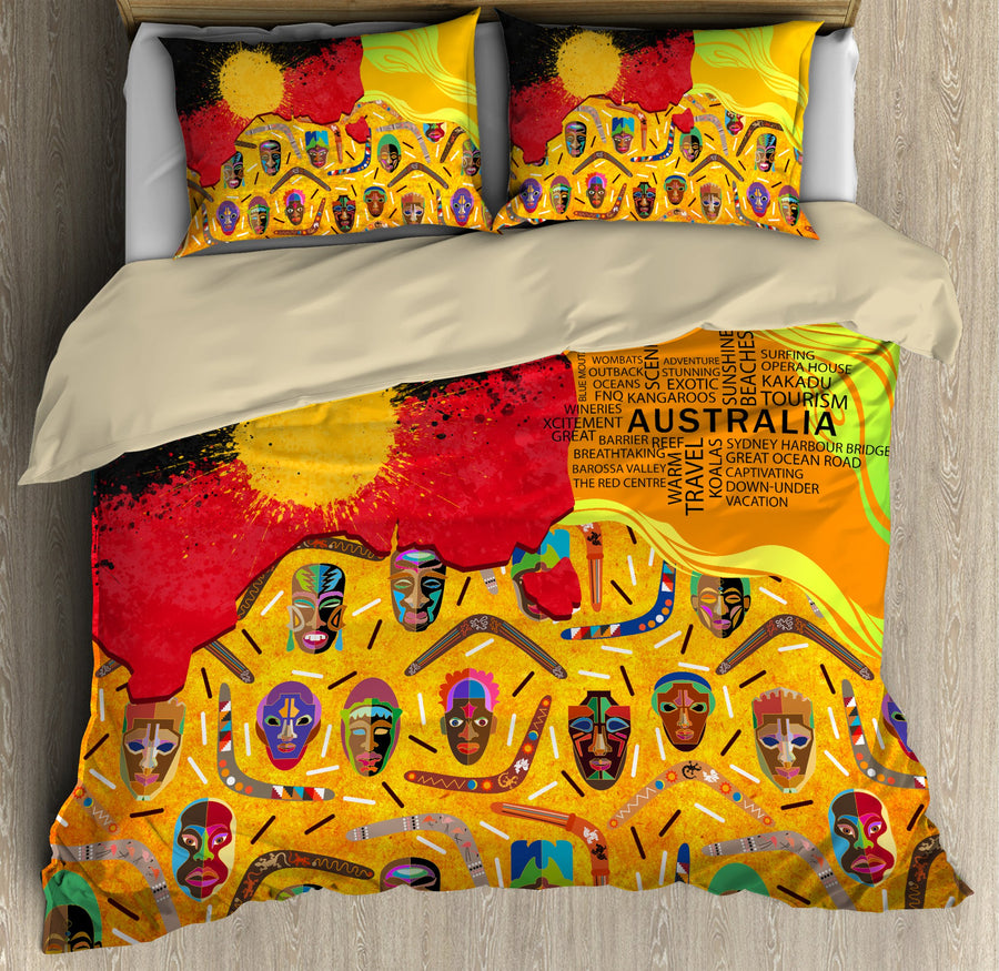 Aboriginal Peoples Australia Boomerang Indigenous Bedding Set