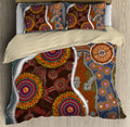 Aboriginal Brown Circle Dots Australia Indigenous Painting Art bedding set