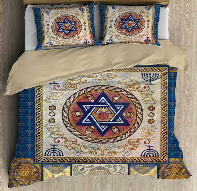 Premium All Over Printed Menorah Star Of David Bedding Set MEI