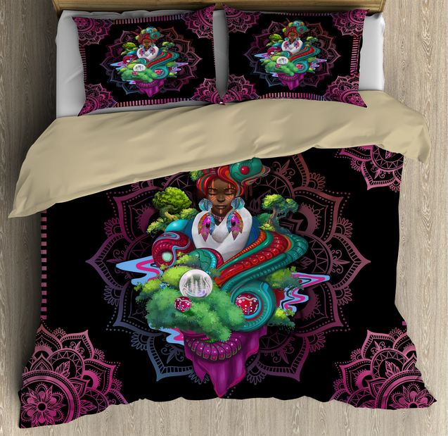 African Girl Mandala Pattern Deluxe Bedding Set ML