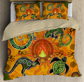 Aboriginal Dancing around the campfire Stories Green Bedding set