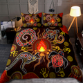 Aboriginal Dancing around the campfire Stories Red Bedding set