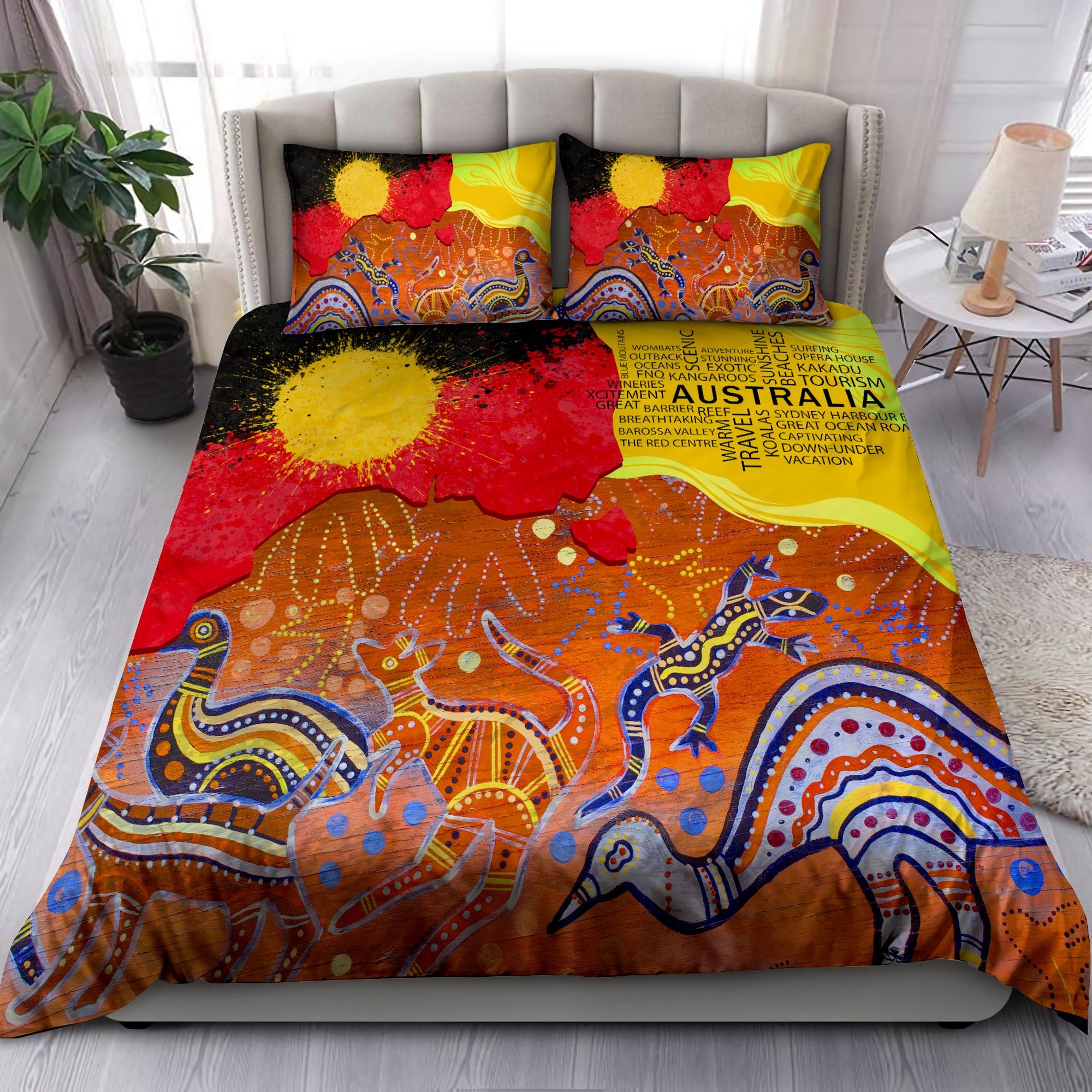 Aboriginal Australia Triangle Indigenous Painting Art Bedding Set