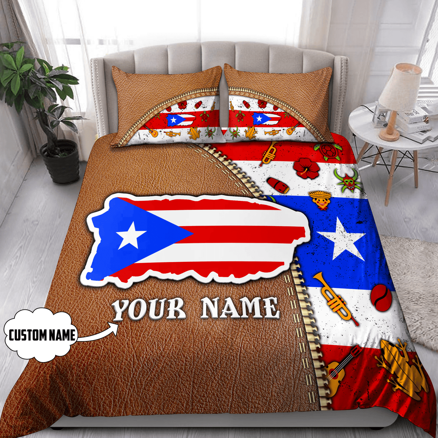 Customize Name Loving Puerto Rico Bedding Set