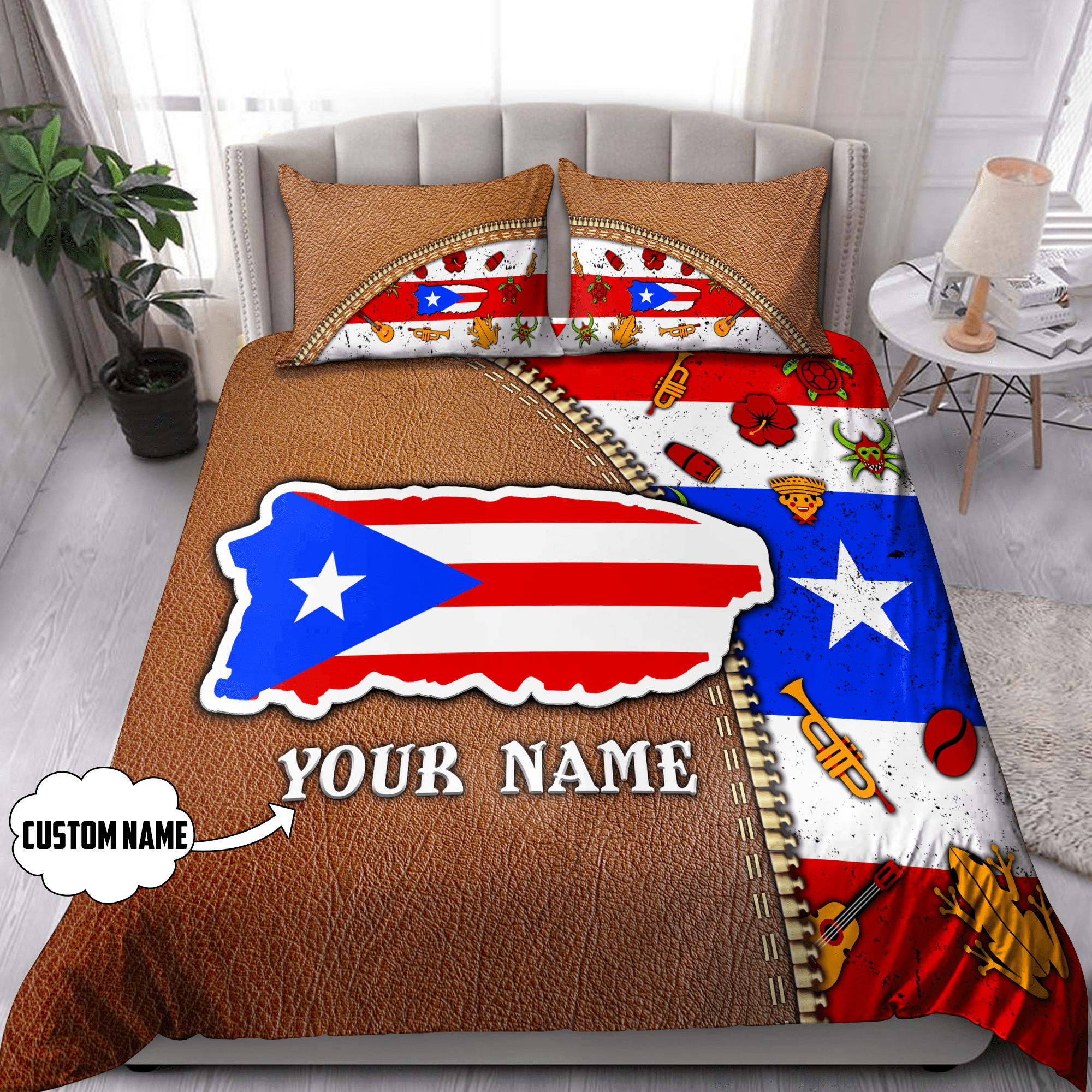 Customize Name Loving Puerto Rico Bedding Set