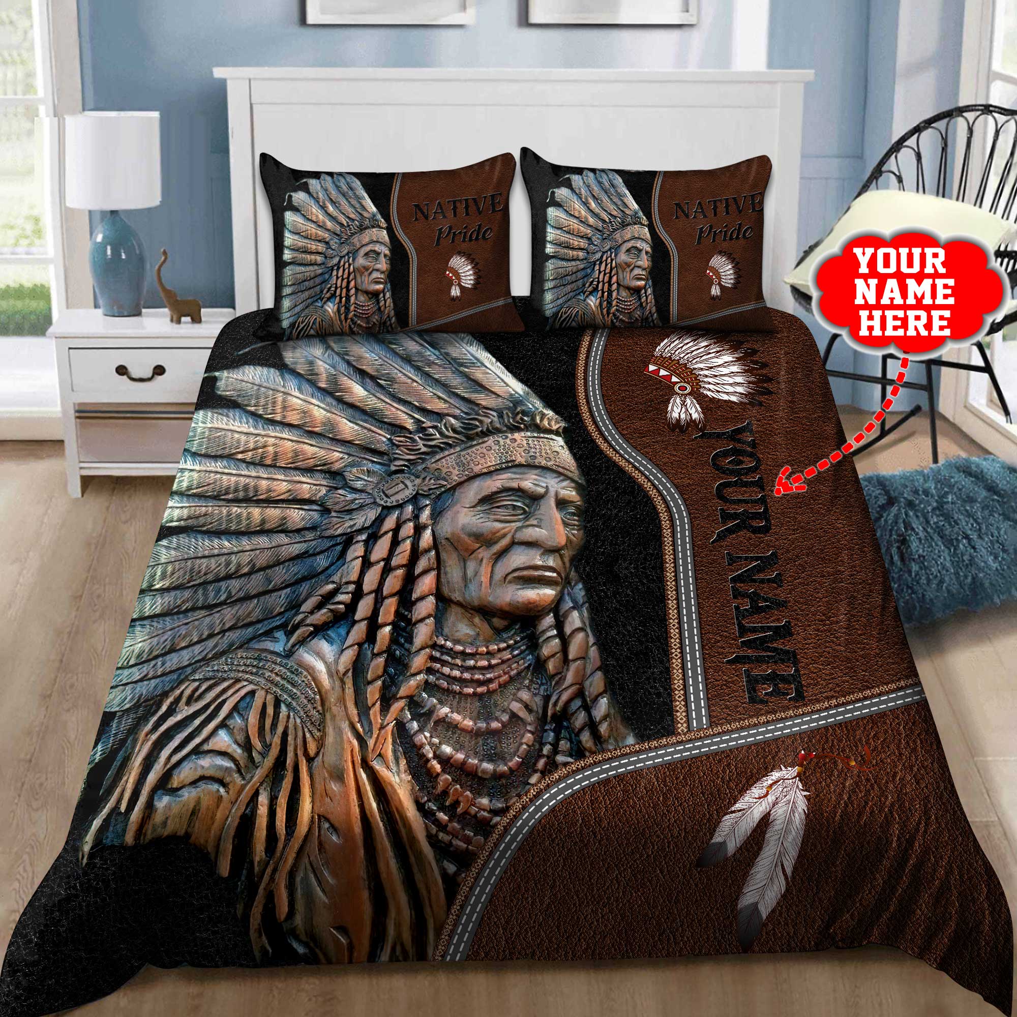 Customized Name Native American 3D All Over Printed Bedding Set