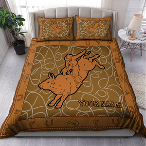 Personalized Name Bull Riding Rope Bedding Set