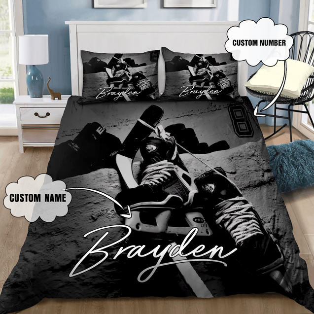 Hockey Bedding Set Custom name Custom number XT