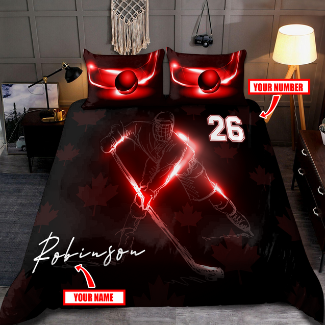 Personalized Hockey Canada Bedding Set Custom name Custom number XT DA22022103