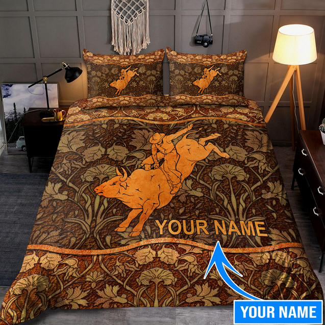 Personalized Name Bull Riding Rodeo Bedding Set