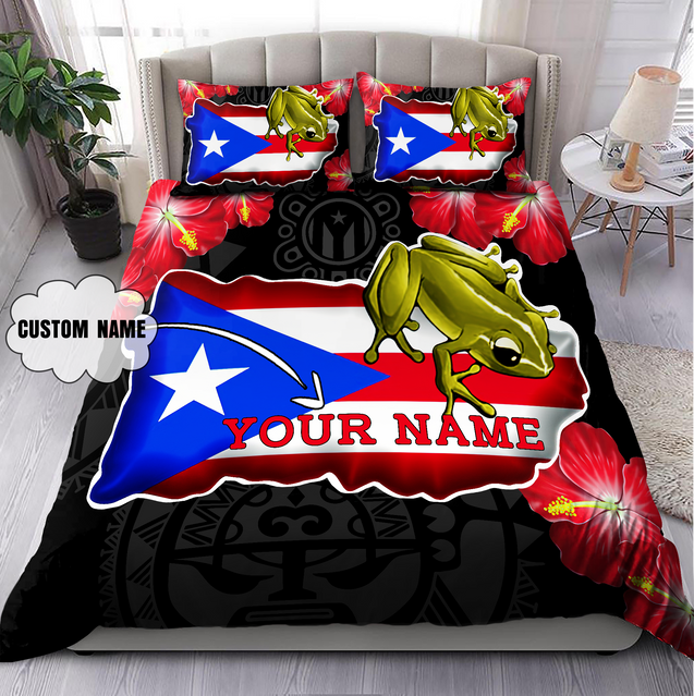 Customize Name Coqui And Love Puerto Rico Bedding Set SN17042101