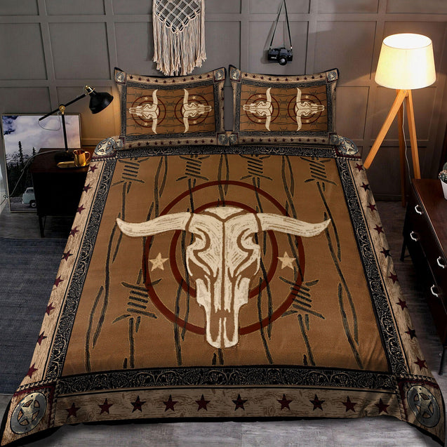 Bull Riding Bedding Set Skull