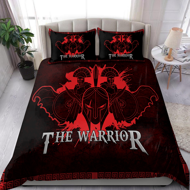 Ancient greece Red tattoo Warrior Greek Mythology 3D design print Bedding Set