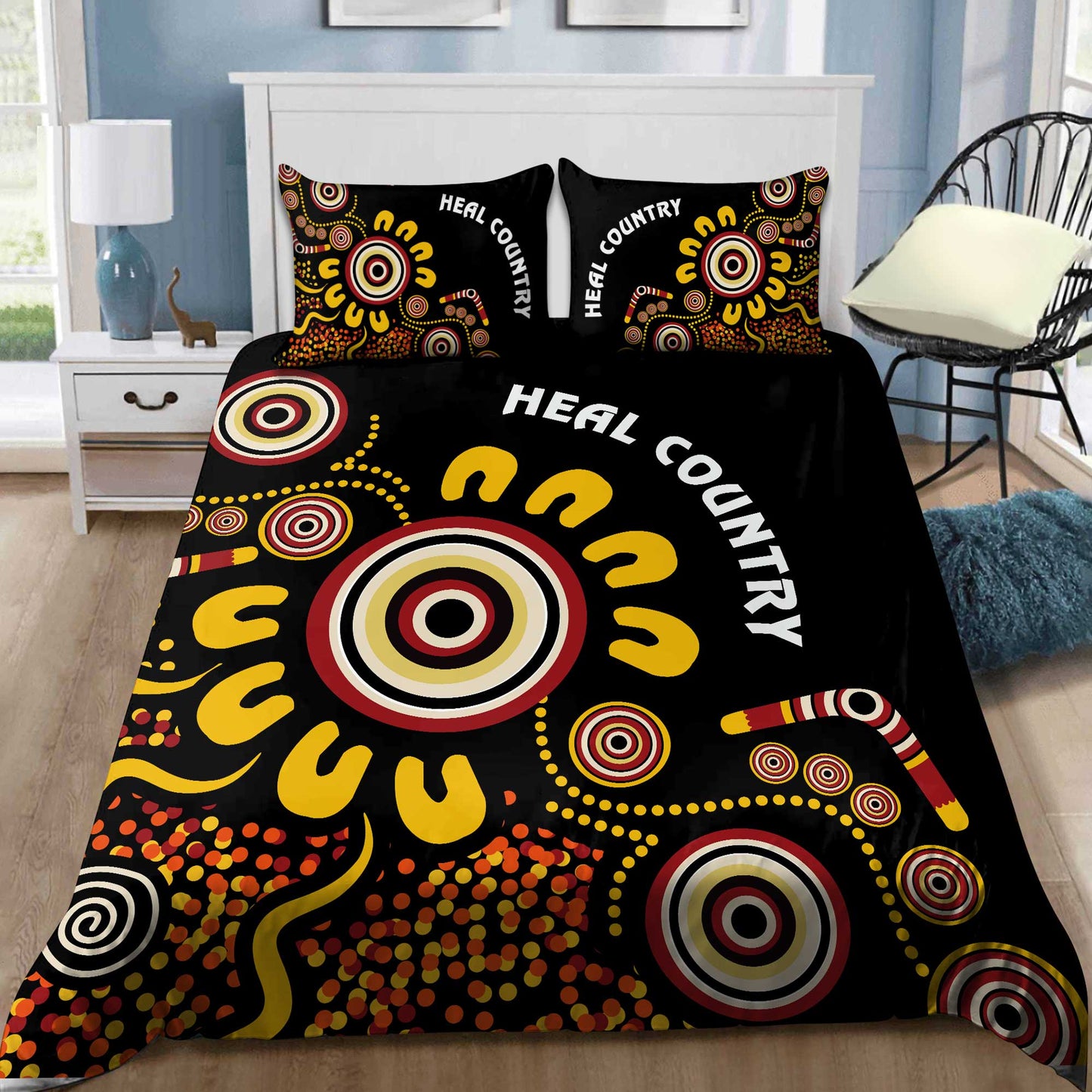Aboriginal Heal the country Naidoc 2021 3D design Bedding set
