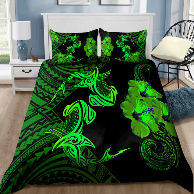 Couple Shark Polynesian Hawaii 3D Bedding Set