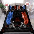 Customize Name Couple Skull Art Bedding Set