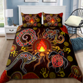 Aboriginal Dancing around the campfire Stories Red Bedding set