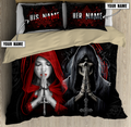 Customize Name Couple Skull Art Bedding Set