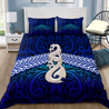 New Zealand Maori Moko Tattoo Manaia Pounamu Bedding Set Cobalt