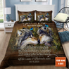 Love Wolf Couple Customize Name Bedding Set