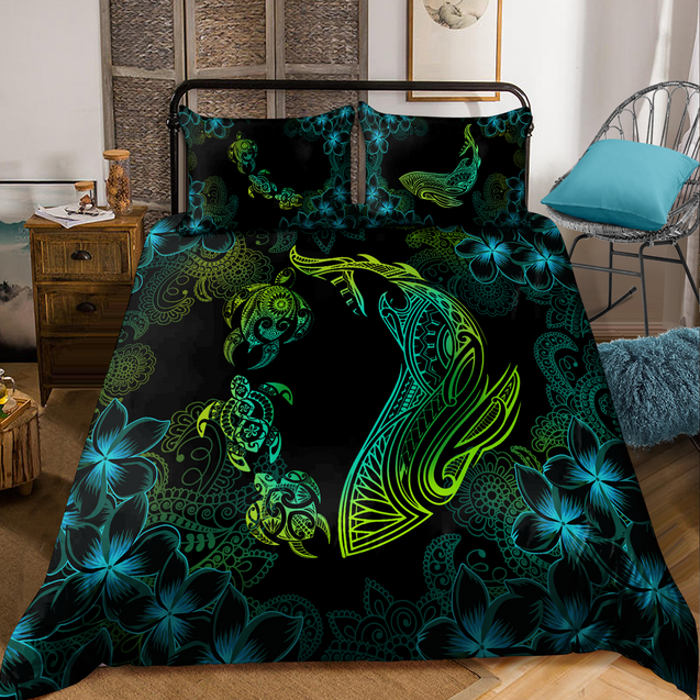 Turtle And Shark Hawaii Decorated 3D Bedding Set