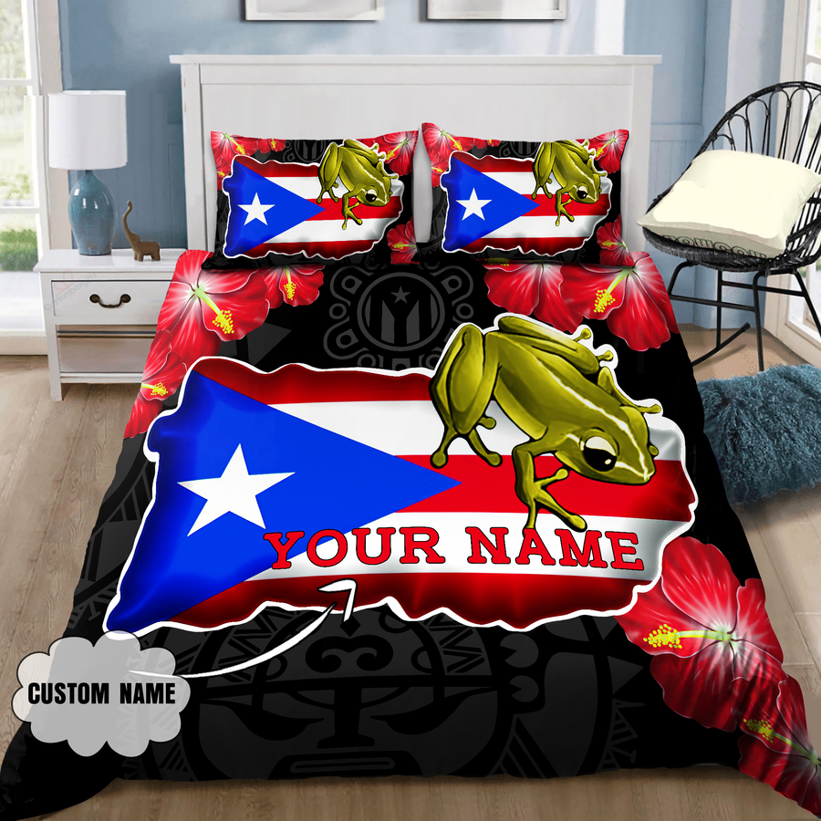 Customize Name Coqui And Love Puerto Rico Bedding Set SN17042101
