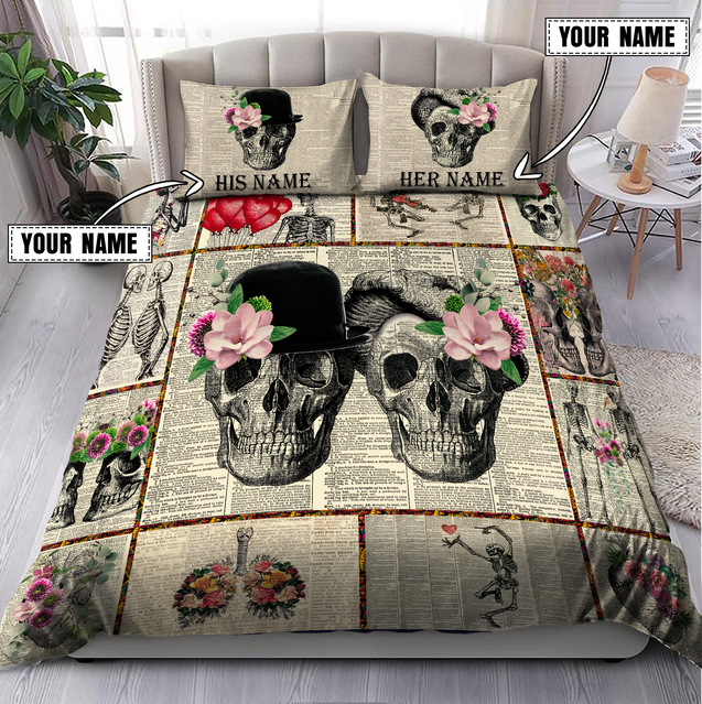 Customize Name Skull Art Bedding Set