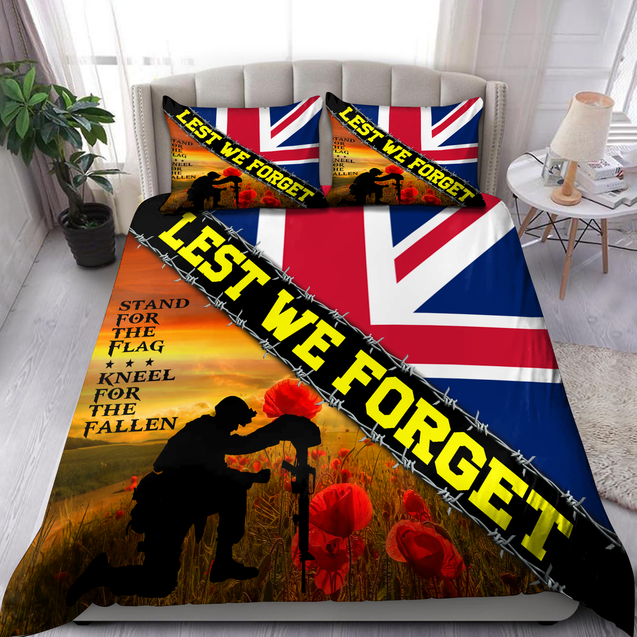 Stand for the Flag Kneel for the Fallen UK Soldier 3D print Bedding set