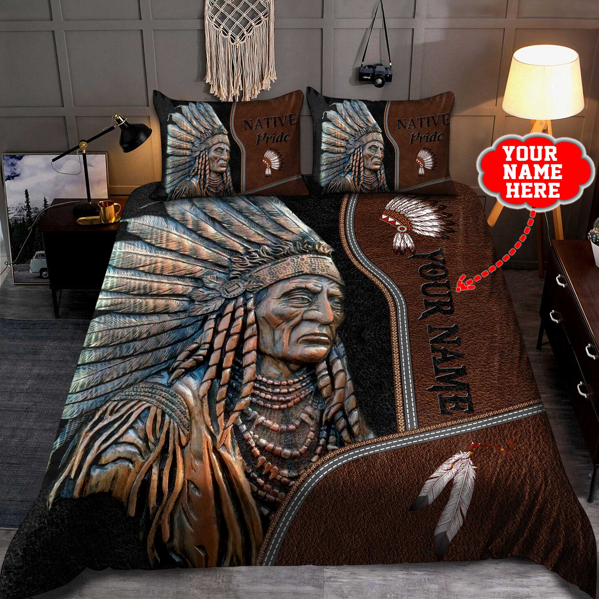Customized Name Native American 3D All Over Printed Bedding Set