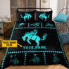 Personalized Name Rodeo Bedding Set Blue Bucking Horse