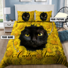 Customized Cat Picture With Flower Pattern Bedding Set, Gift For Cat Lover No 01