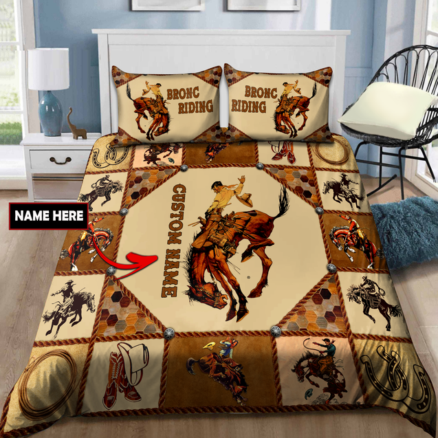 Personalized Name Rodeo Bedding Set Bronc Riding