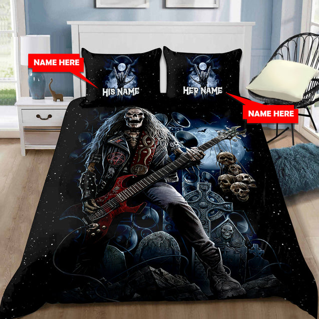 Customize Name Rocker Skull Bedding Set TNA08062104