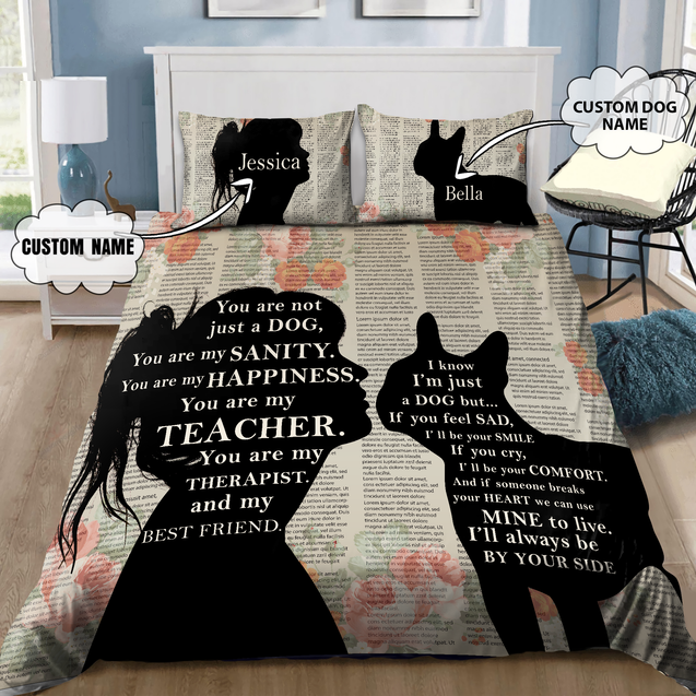 Customize Name Love My French Bull Dog Bedding Set SN23012103