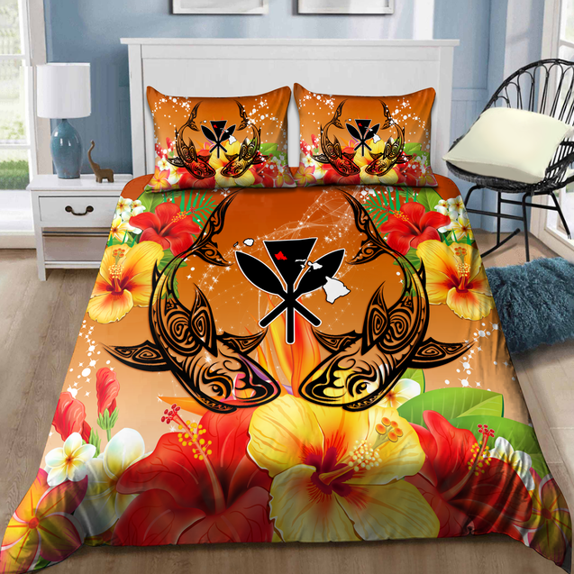 Amazing Polynesian Couple Shark Hawaiian Bedding Set ML